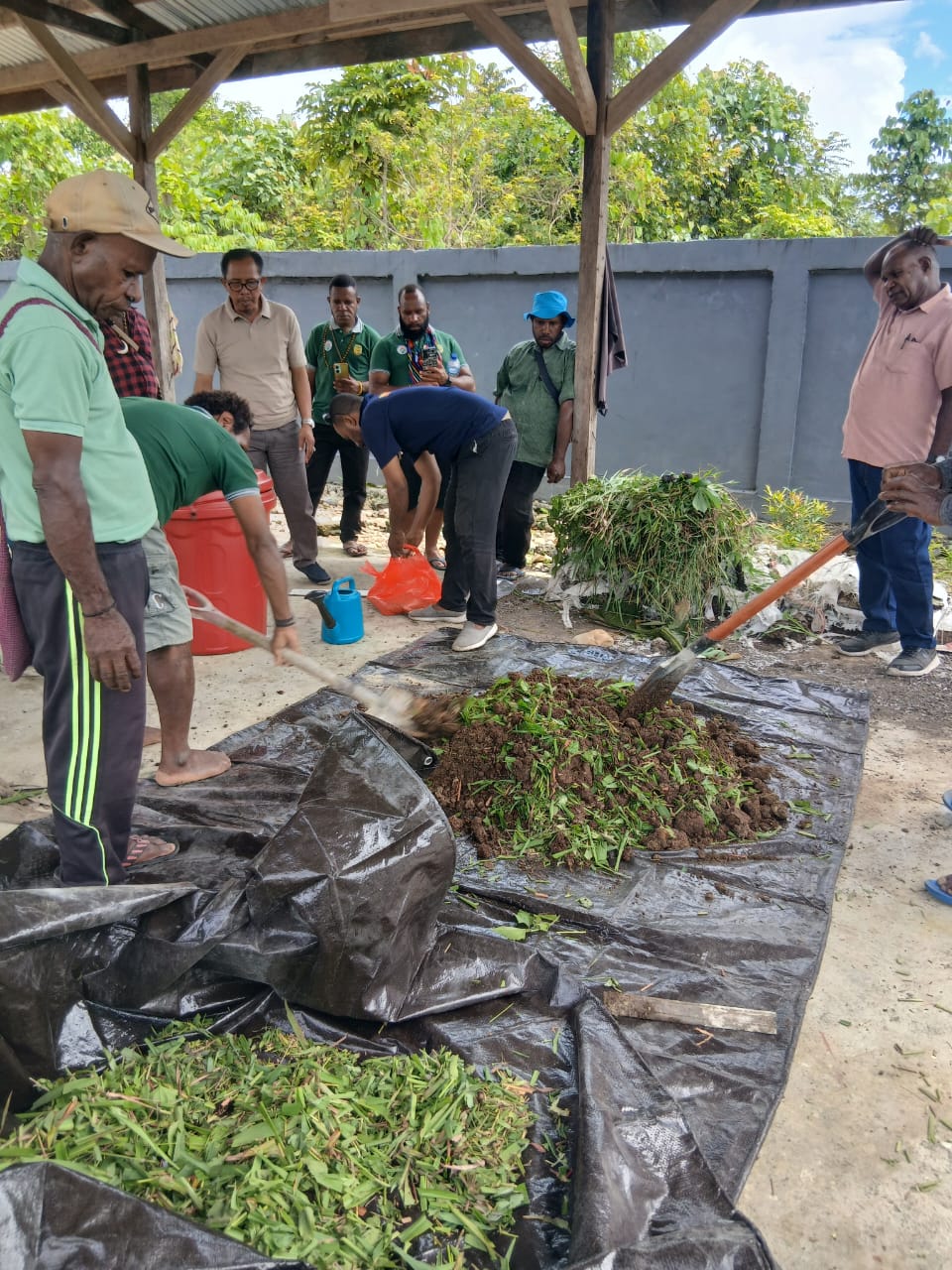 Proses pencampuran tumbuhan dan kotoran ternak