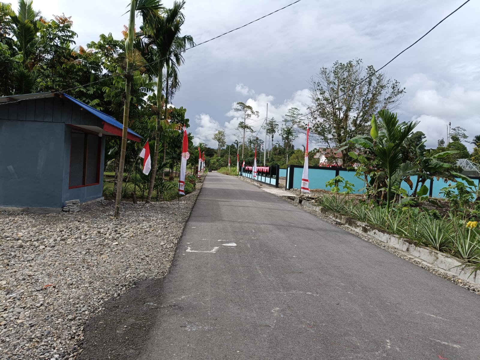 APARAT KAMPUNG KARYA KENCANA GORONG ROYONG BERSIHKAN LINGKUNGAN DAN JALAN MASUK